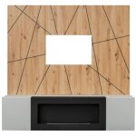 Composition murale ixar gomtrique ? meuble tv + panneaux muraux dcoratifs + chemine bio - thanol ...