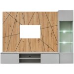 Composition murale ixar gomtrique ? meuble tv + vitrine suspendue + panneaux dcoratifs