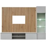 Composition murale ixar ? meuble tv et vitrine suspendue ? avec led