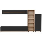 Composition murale rhys ? meuble tv, colonnes et �tag�res ? ch�ne ribbeck et noir mat