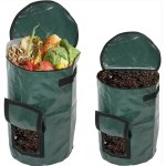 Composteur, lot de 2 sacs de compost de jardin, bac  compost avec couvercle, 2 tailles - 57l - 125l