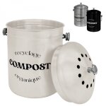 Linxor - composteur, bac, poubelle à compost de cuisine 5l rond en inox - beige Linxor - composteur, bac, poubelle à compost de cuisine 5l rond en inox - beige