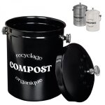 Linxor - composteur, bac, poubelle à compost de cuisine 5l rond en inox - noir Linxor - composteur, bac, poubelle à compost de cuisine 5l rond en inox - noir