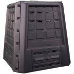 Intec - composteur de jardin 380l anthracite déchets verts couvercle et trappe d'extraction Intec - composteur de jardin 380l anthracite déchets verts couvercle et trappe d'extraction