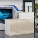 Comptoir d'accueil avec 4 compartiments ouverts et 1 tiroir