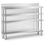 Comptoir de bar - inox - 100 x 30 x 105 cm - 4 tagres - dosseret