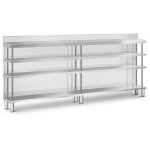 Comptoir de bar inox 250 x 30 x 105 cm 4 tagres dosseret table de prparation