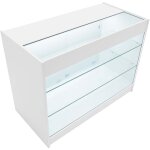 Monster shop - comptoir de vente en mdf blanc led blancs intgrs k1200 3 tagres portes coulissantes ...