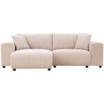 Concept - usine - aberdeen - canap d'angle modulable 3 places en velours ctel beige