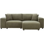 Concept - usine - aberdeen - canap� d'angle r�versible 3 places en velours c�tel� vert