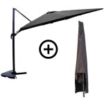 Concept - usine - cesare - bundle parasol rectangulaire 3x4m déporté rotatif gris aluminium + housse Concept - usine - cesare - bundle parasol rectangulaire 3x4m déporté rotatif gris aluminium + housse