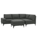 Concept - usine - colchester - canap� d'angle 4 / 5 places en tissu chenille gris anthracite avec pouf ...