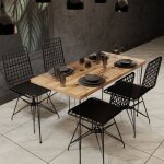 Concept - usine - square - ensemble repas table et chaises industriel bois et noir