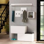 Concept - usine - inga - meuble d'entre blanc avec rangements et porte - manteaux
