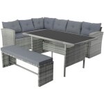 Concept - usine - moorea - salon de jardin 8 places avec canap d'angle en rsine tresse grise