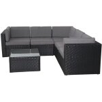 Concept - usine - bimini - salon de jardin 5 places en r�sine tress�e avec table noir et gris