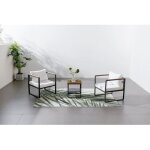 Concept - usine - vigo - salon de jardin 2 places gris anthracite et effet bois + table