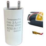 Condensateur 2, 5 f ? gamme c + professionnelle ?  cosses faston 2, 8 mm ? pour moteurs monophass ...