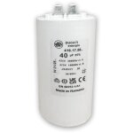 Condensateur 40 f  cosses faston ? pour moteur lectrique ? format cylindrique ? haute fiabilit ? ...