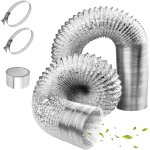 Conduit flexible isol� thermiquement et phonique en aluminium de 100 mm x 1, 5 m avec 2 clips en acier ...