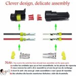 Connecteur �tanche, connecteurs de fils �lectriques autobloquants � 2 broches avec fil 16 awg marine ...