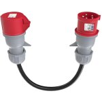 Connecteur compatible avec prise 400v adaptateur cee rouge � 5 broches (32a m�le vers 16a femelle) pour ...