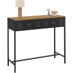 Idmarket - console 1 tiroir ester m�tal noir plateau bois design industriel