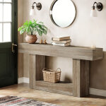 Console � 2 niveaux avec pi�tement en u - 160 x 30 x 82 cm - table d'entr�e - table en bois - pour salon, ...