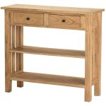 Console 2 tiroirs en bois de mindi naturel 90 x 30 x 80 cm