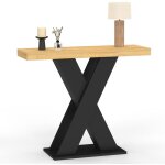 Console alicia plateau bois et pied x noir