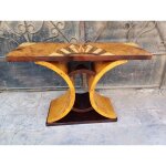 Console art dco, placage de bois, motif unique