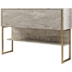Console en bois  luxe  - 120 x 30 x 80 cm - travertin or