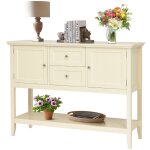 Helloshop26 - console buffet en bois avec 2 tiroirs et 2 placards table basse avec tagre pour salon ...