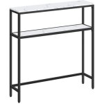 Console pour couloir, table de salon fine  2 niveaux, table d?appoint avec 2 tagres, 20 x 80 x 80 ...