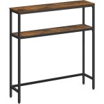 Console pour couloir, table de salon fine � 2 niveaux, table d'appoint avec 2 �tag�res, 20 x 80 x 80 ...
