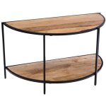 Amadeus - console demi lune 2 niveaux en bois de manguier