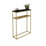 Console double 60x20 avec �tag�re m�tallique, hall en profil�s 15x15, or noir