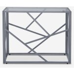 Console d'entr�e design moderne 100x40x78cm plateau en verre kevin - gris