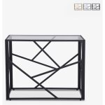 Console d'entr�e design moderne 100x40x78cm plateau en verre kevin - noir