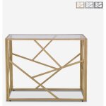 Console d'entr�e design moderne 100x40x78cm plateau en verre kevin - or