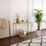 Console d'entre design en verre et mtal dor tulum