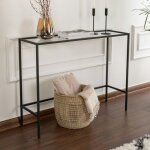 Console d'entr�e design en verre et m�tal noir tulum