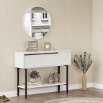 Console d'entr�e moderne noir et blanc et miroir rond jena