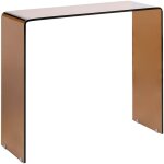 Table console minimaliste en verre trempé 90 x 30 cm transparente marron kendall Table console minimaliste en verre trempé 90 x 30 cm transparente marron kendall