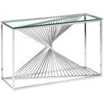 Homy france - console luxury brittany chrome verre transparent 120x40x78 cm