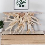 Console naturelle en racine de teck brute souche 140cm - 140x40x80 cm - kayu meuble