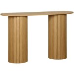 Console ovale scandinave effet bois rainur�. pieds ronds. couleur naturelle. l 120 x p 35 x h 75cm