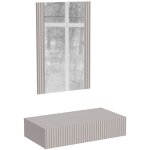 Console premolo, entrée suspendue avec miroir, design moderne effet roseau, 80x42 h97 cm, beige Console premolo, entrée suspendue avec miroir, design moderne effet roseau, 80x42 h97 cm, beige
