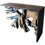 Console racine de teck contour bois noir arizona