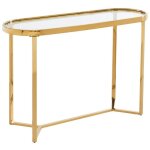 Pascal morabito - console en verre trempé et acier inoxydable chromé - transparent et doré - joliny de ... Pascal morabito - console en verre trempé et acier inoxydable chromé - transparent et doré - joliny de ...